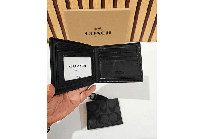 SET DE CARTERA + TARJETERO + LLAVERO IMITACIÓN COACH MOD# CHC-005