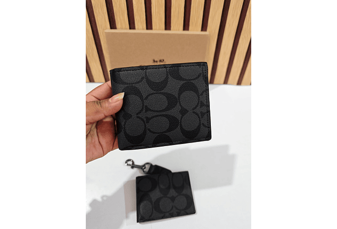 SET DE CARTERA + TARJETERO + LLAVERO IMITACIÓN COACH MOD# CHC-005