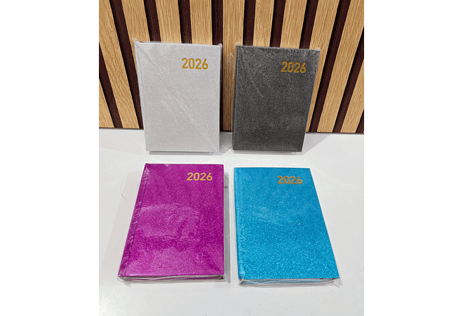 MINI AGENDA 2026 CON BRILLOS COLORES LISOS MOD# TK-0213BJ