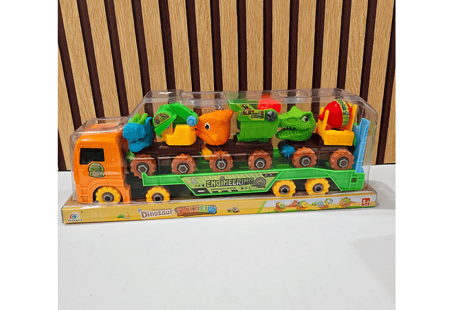 TRAILER TRANSPORTADOR DE CAMIONES DE DINOSAURIOS MULTICOLOR MOD #HP1161642