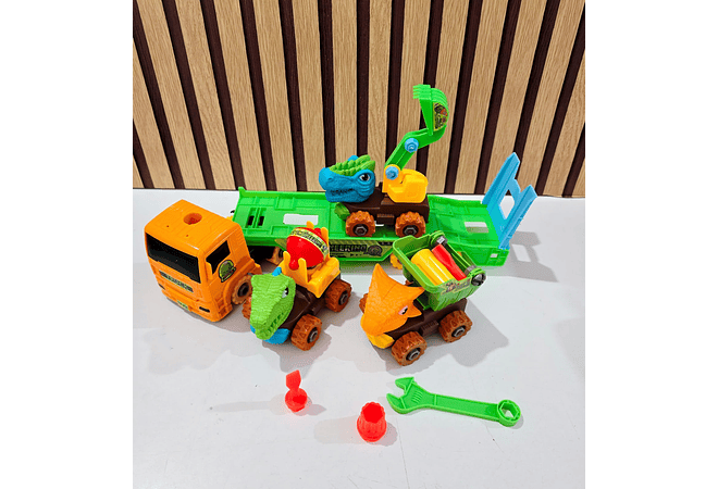 TRAILER TRANSPORTADOR DE CAMIONES DE DINOSAURIOS MULTICOLOR MOD #HP1161642