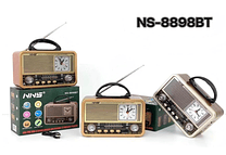 BOCINA RADIO CON RELOJ /VITAGE MOD# NS-8898BT📻