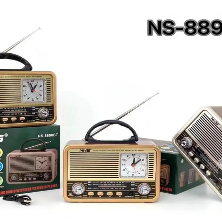 BOCINA RADIO CON RELOJ /VITAGE MOD# NS-8898BT📻 1