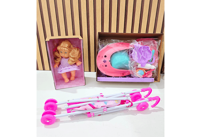 MUÑECA CON CARRIOLA (BABY CARE) MOD# WZB669
