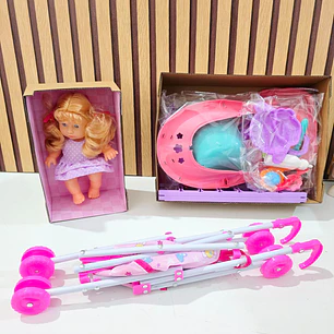 MUÑECA CON CARRIOLA (BABY CARE) MOD# WZB669