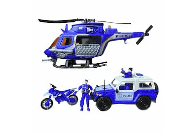 SET VEHÍCULOS DE POLICÍA (AZUL/BLANCO) MOD# D3102 🚓