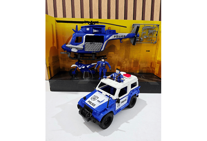 SET VEHÍCULOS DE POLICÍA (AZUL/BLANCO) MOD# D3102 🚓