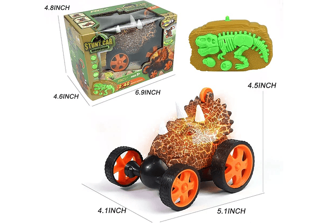 CARRO DE ACROBÁTICO DINOSAURIO CON CONTROL REMOTO MOD#
