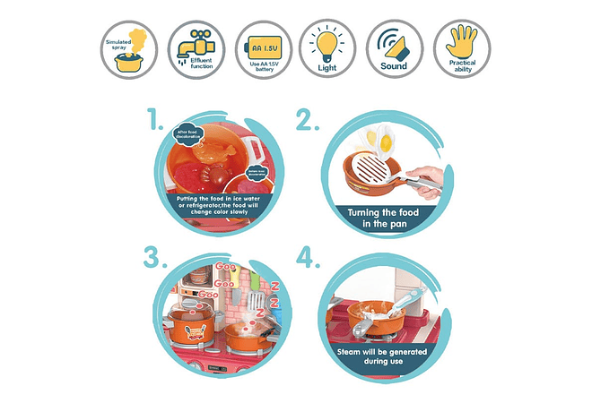 COCINA DE JUGUETE  REALISTA CON ACCESORIOS, LUZ Y SONIDO ROAST CHICKEN MOD#gts630