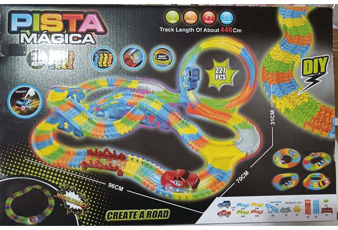 227PCS, 1 PISTA DE CARRERA MÁGICA MULTICOLOR CON MOD#KQ212115