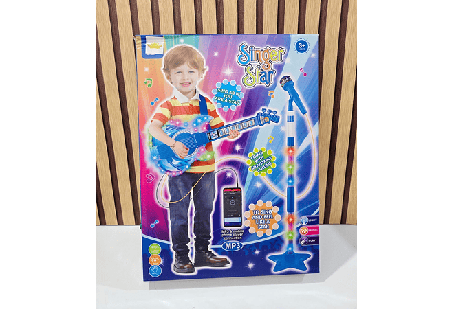 GUITARRA ELÉCTRICA CON SONIDO + MICRÓFONO PARA NIÑ@S MOD# KH262063  🎸 🎤