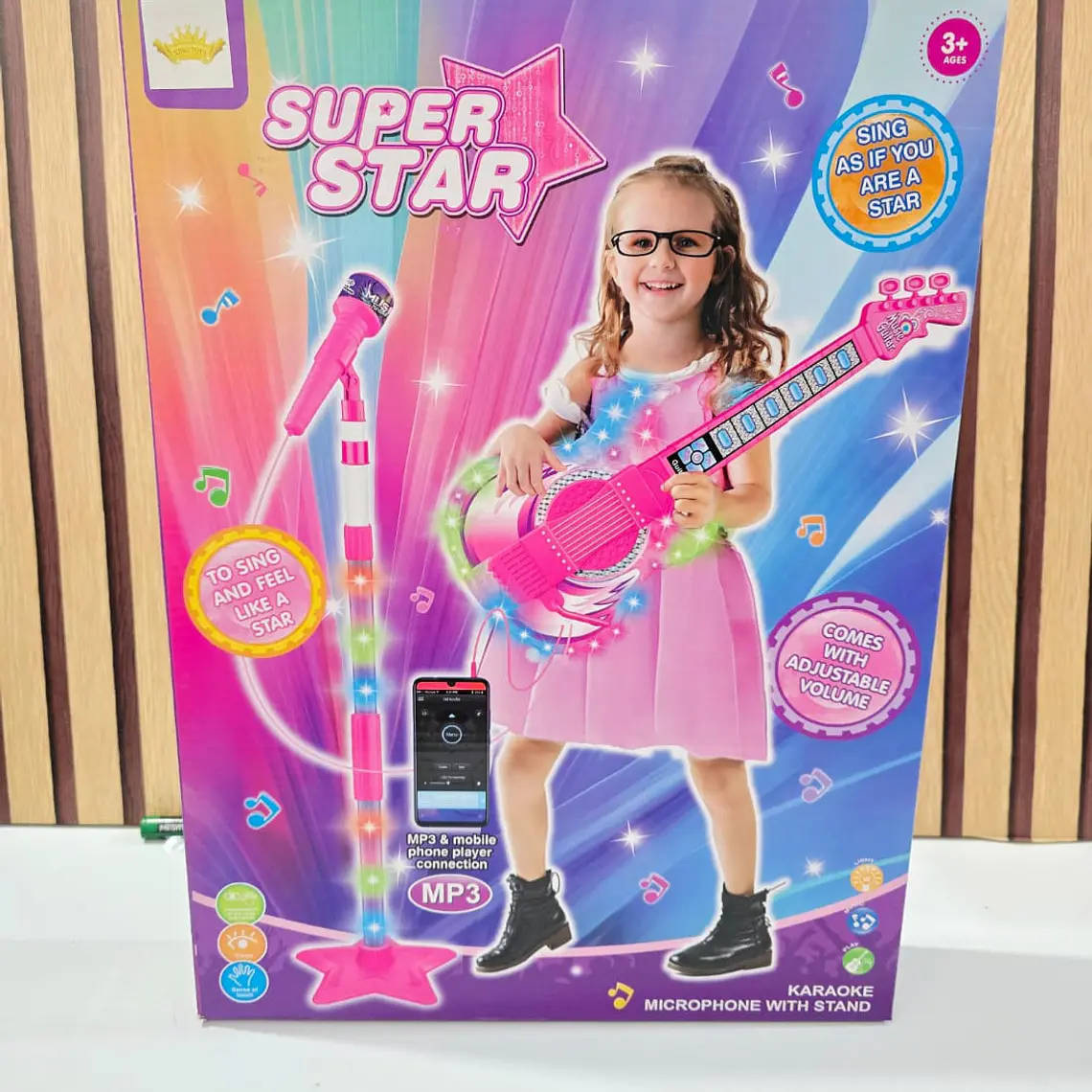 GUITARRA ELÉCTRICA CON SONIDO + MICRÓFONO PARA NIÑ@S MOD# KH262063  🎸 🎤 5