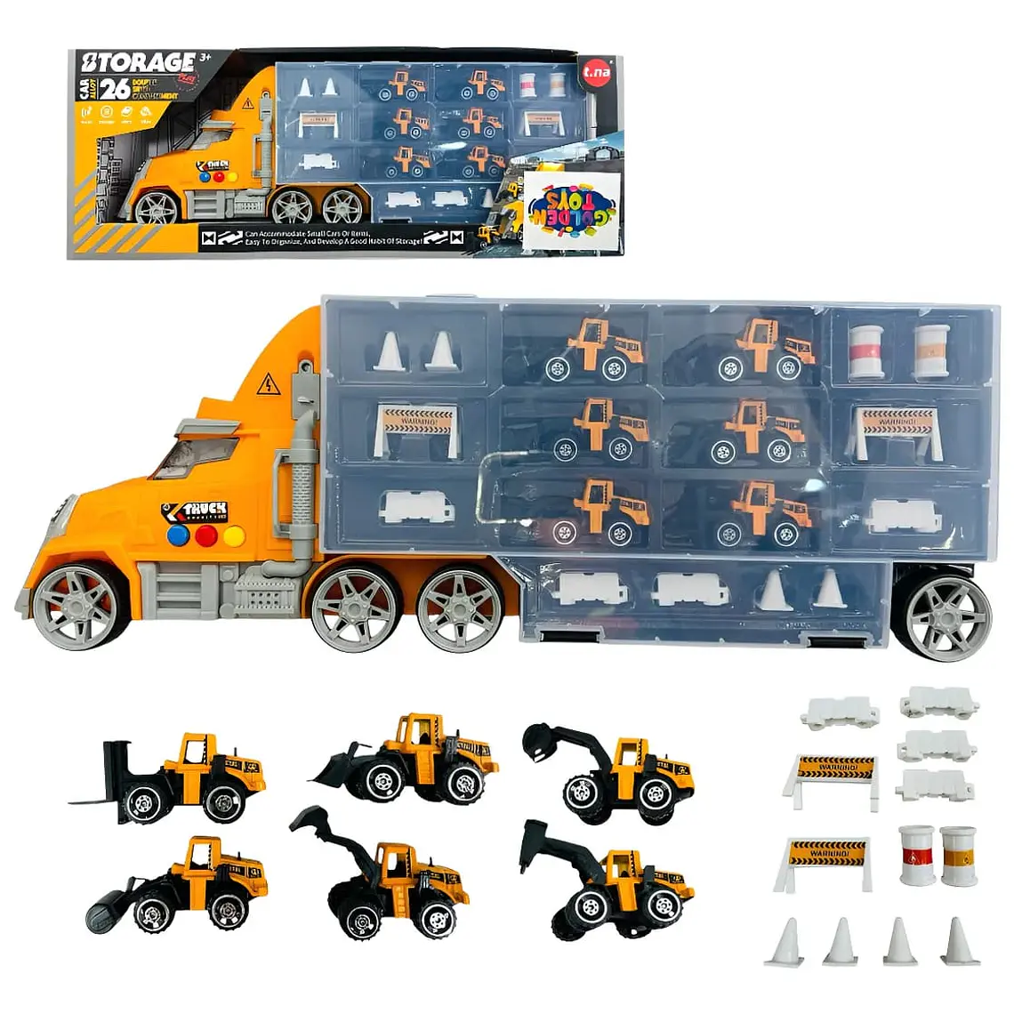 JUGUETE TRAILER CON CARRITOS DE CONSTRUCCIÓN (CON MÚSICA)MOD# TN-12708B🚛- 8