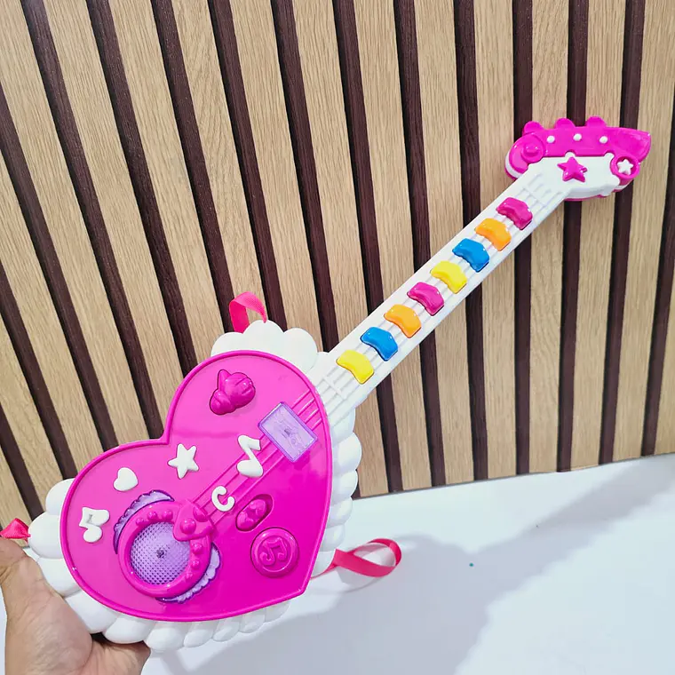 GUITARRA PARA NIÑA CON SONIDO DISEÑO CORAZÓN MOD# KX264089❤️ 🎸 1