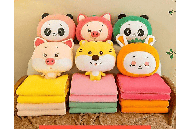 ALMOHADA KAWAII CON FRAZADA, ANIMALITOS MOD# 021