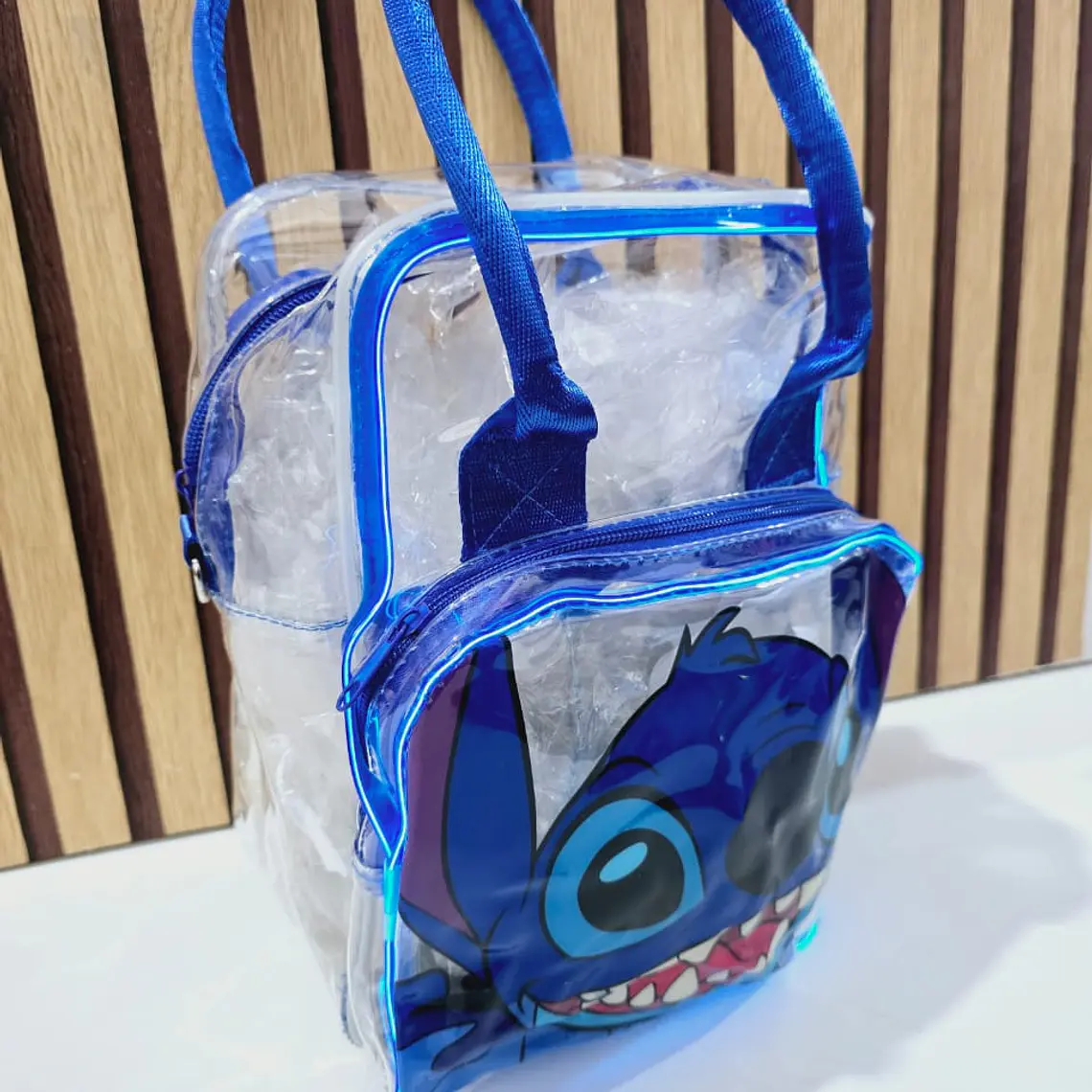 BOLSO/TRANSPARENTE DISEÑO STITCH CON LUZ LED MOD# 022 3