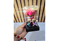 CÚPULA CUADRADA (PAREJAS)CON ROSA ETERNA DE JABÓN Y LUZ LED AL AZAR MOD# 7009 (cajita roja)