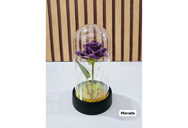 🪷CUPULA DE PLÁSTICO CON ROSA Y LUZ LED ETERNA MOD# 7011