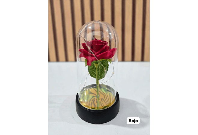 🪷CUPULA DE PLÁSTICO CON ROSA Y LUZ LED ETERNA MOD# 7011