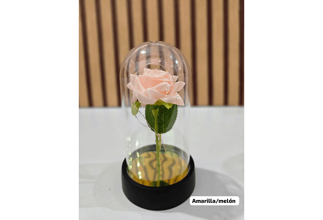 🪷CUPULA DE PLÁSTICO CON ROSA Y LUZ LED ETERNA MOD# 7011