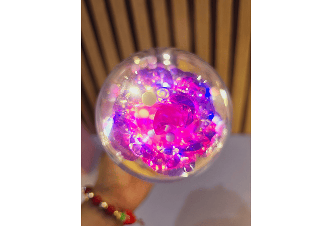 CÚPULA CON ROSA ETERNA COLORES TORNASOL CON LUZ LED (OSITO)  MOD# 185