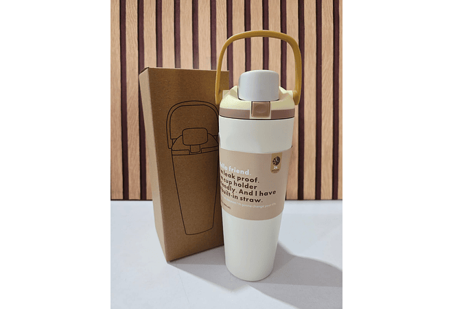 VASO TÉRMICO CON ASA DE MANO DE 890ML(CAJITA CAFÉ )MOD# 25 termo 100