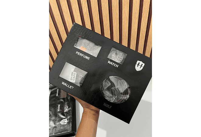 SET DE ACCESORIOS PARA CABALLERO(PERFUME + CINTURÓN + RELOJ + CARTERA)MOD# BY-806