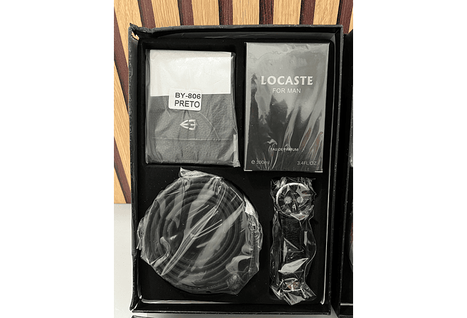 SET DE ACCESORIOS PARA CABALLERO(PERFUME + CINTURÓN + RELOJ + CARTERA)MOD# BY-806