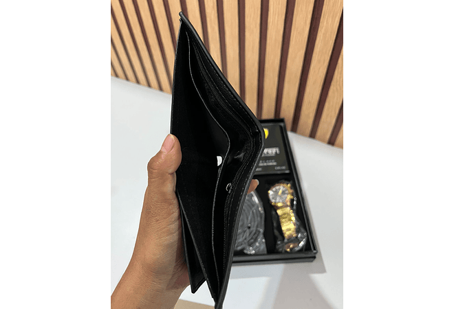 SET DE ACCESORIOS PARA CABALLERO(PERFUME + CINTURÓN + RELOJ + CARTERA)MOD# BY-811