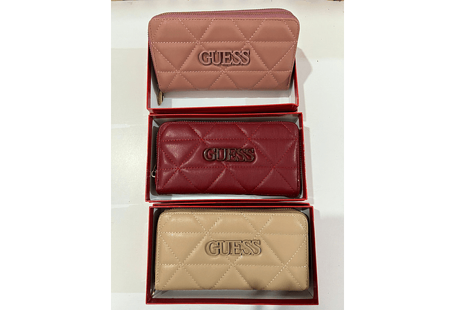 CARTERA PARA DAMA DOBLE CIERRE IMITACIÓN GUESS CAJITA ROJA MOD# GQ-117