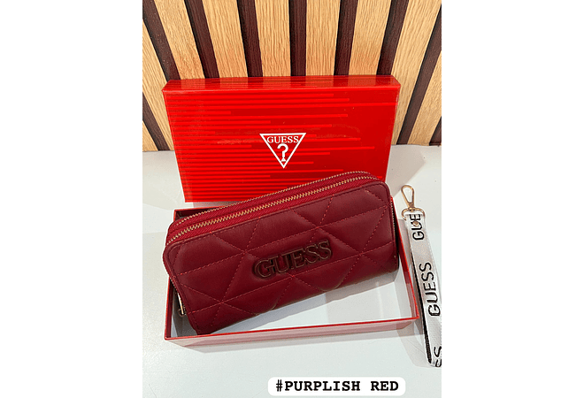 CARTERA PARA DAMA DOBLE CIERRE IMITACIÓN GUESS CAJITA ROJA MOD# GQ-117
