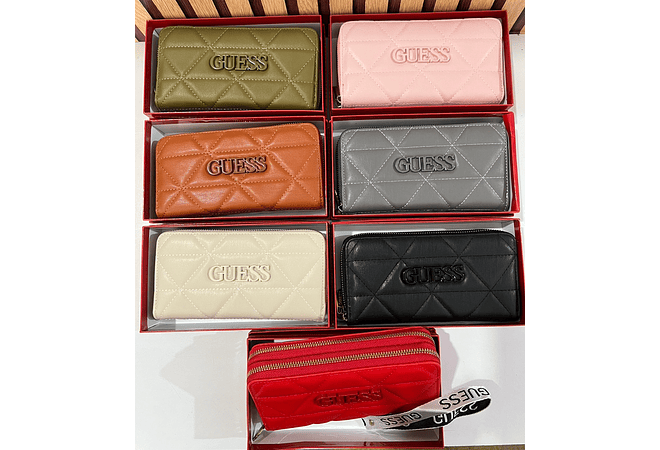 CARTERA PARA DAMA DOBLE CIERRE IMITACIÓN GUESS CAJITA ROJA MOD# GQ-119