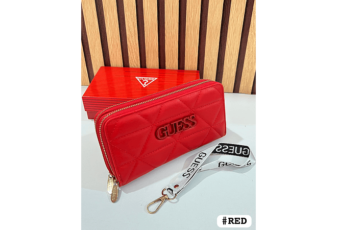CARTERA PARA DAMA DOBLE CIERRE IMITACIÓN GUESS CAJITA ROJA MOD# GQ-119