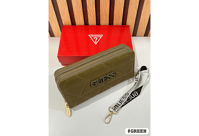 CARTERA PARA DAMA DOBLE CIERRE IMITACIÓN GUESS CAJITA ROJA MOD# GQ-119