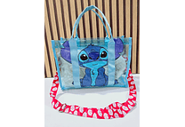 BOLSO TRANSPARENTE TIPO MALETA AZUL CIELO DISEÑO STITCH MOD# 024