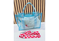 BOLSO TRANSPARENTE TIPO MALETA AZUL CIELO DISEÑO STITCH MOD# 024