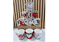 TAZAS DE CERÁMICA 350ML DISEÑO CORAZON  (AL AZAR) MOD# V CORTO 24QR581, 574 O 573🥰🌹