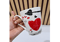 TAZA DE CERÁMICA 350 ML DISEÑO "DÍA DEL AMOR Y LA AMISTAD (V CUADRADO)MOD# 24QR544 O C93 🌹🤍🖤