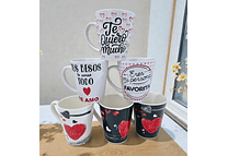 TAZA DE CERÁMICA 350 ML DISEÑO "DÍA DEL AMOR Y LA AMISTAD (V CUADRADO)MOD# 24QR544 O C93 🌹🤍🖤