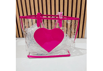 BOLSO TRANSPARENTE (CORAZON) CON COSMEQUITERA
