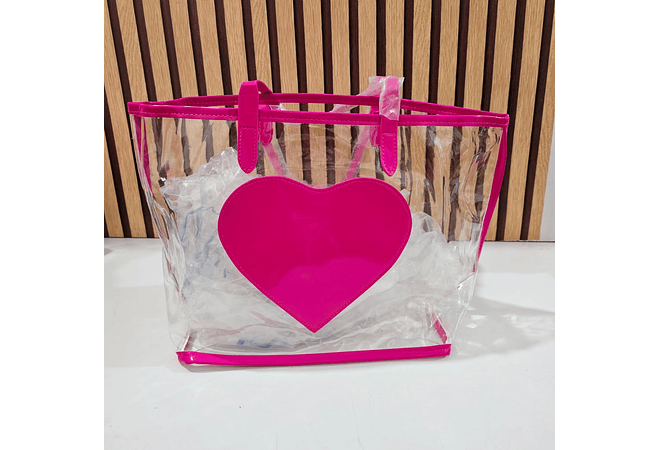 BOLSO TRANSPARENTE (CORAZON) CON COSMEQUITERA
