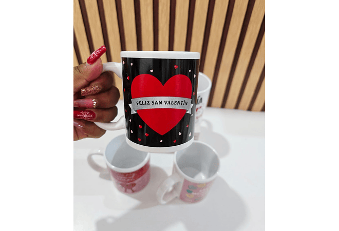 TAZA BÁSICA REDONDA DE CERÁMICA 350ML DISEÑO "DÍA DEL AMOR Y LA AMISTAD(AL AZAR) MOD# R91☕😍