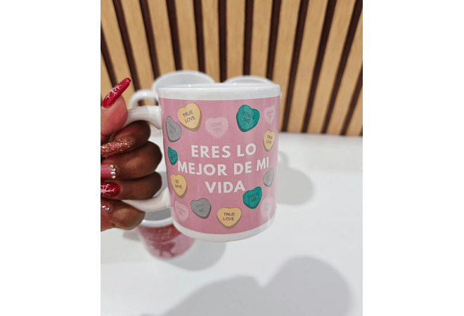 TAZA BÁSICA REDONDA DE CERÁMICA 350ML DISEÑO "DÍA DEL AMOR Y LA AMISTAD(AL AZAR) MOD# R91☕😍