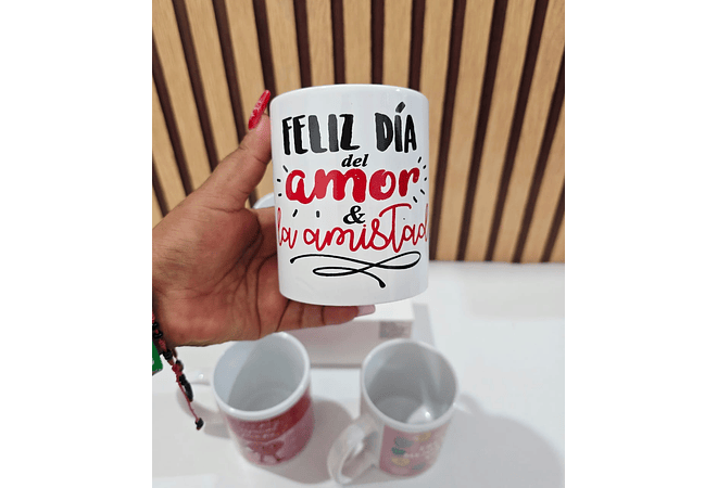 TAZA BÁSICA REDONDA DE CERÁMICA 350ML DISEÑO "DÍA DEL AMOR Y LA AMISTAD(AL AZAR) MOD# R91☕😍