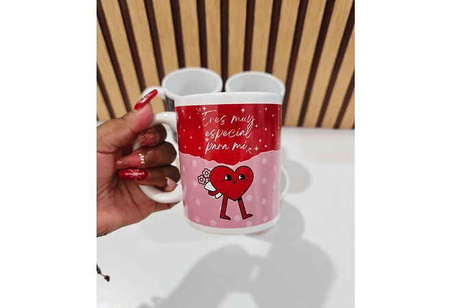 TAZA BÁSICA REDONDA DE CERÁMICA 350ML DISEÑO "DÍA DEL AMOR Y LA AMISTAD(AL AZAR) MOD# R91☕😍