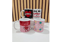 TAZA BÁSICA REDONDA DE CERÁMICA 350ML DISEÑO "DÍA DEL AMOR Y LA AMISTAD(AL AZAR) MOD# R91☕😍