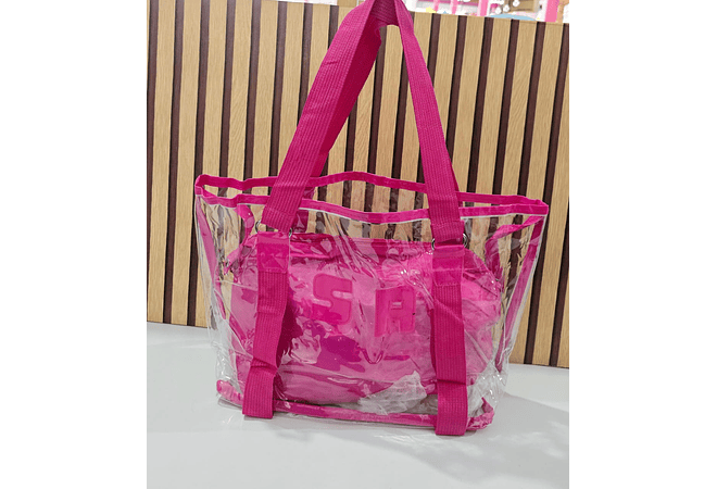 BOLSO FIUSHA TRANSPARENTE "SA" CON COSMEQUITERA