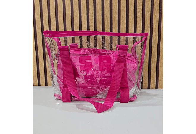BOLSO FIUSHA TRANSPARENTE "SA" CON COSMEQUITERA