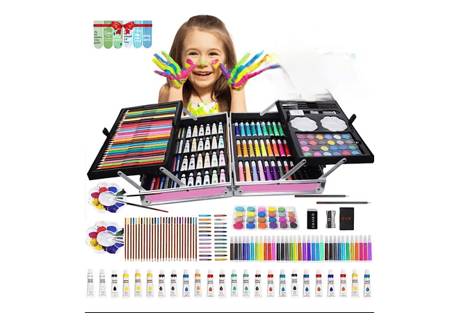 ESTUCHE CON KIT DE DIBUJO PROFESIONAL DE PINTURAS MOD# PL145