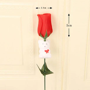 ROSA ARTIFICIAL ROJA INDIVIDUAL GRANDE CON OSITO  MOD# FU-42 🧸🥰